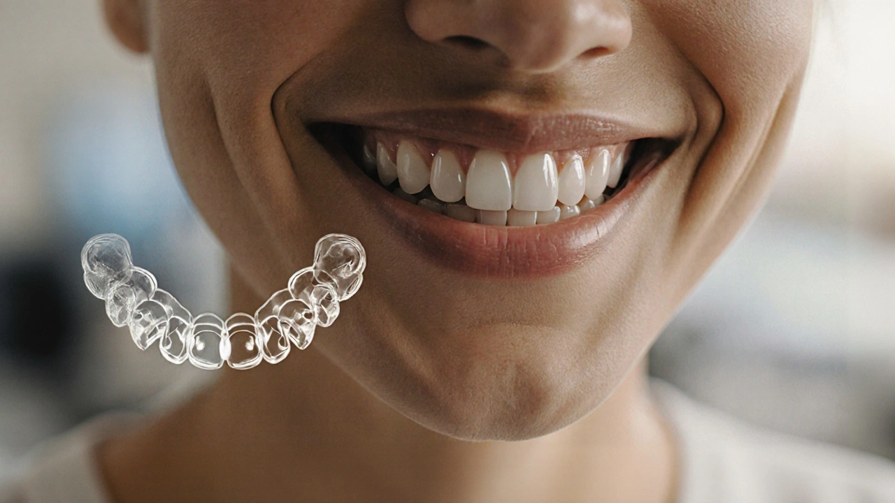 Přirozený úsměv s zirkonovými korunkami, kde stará kovová korunka postupně mizí.