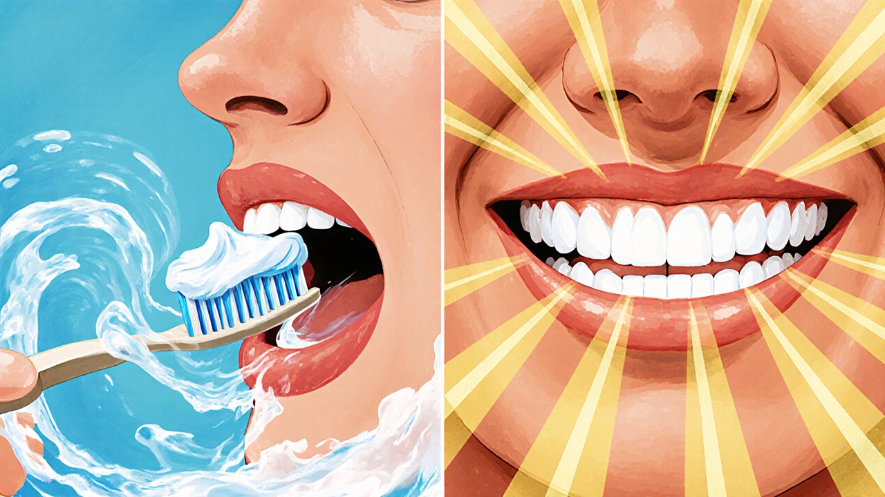 Správné použití zubní vody po čištění zubů a mezizubních nástrojů.