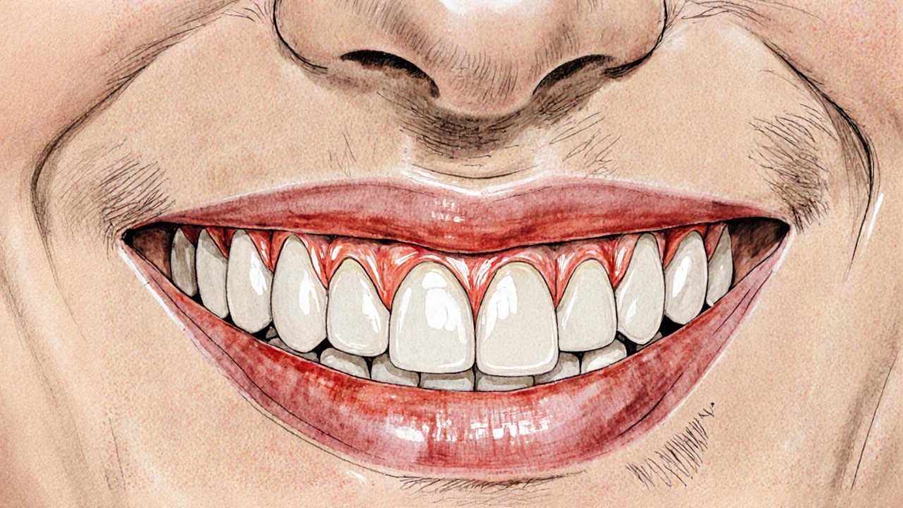 Anatomický náčrt zubu s odhaleným dentinem způsobeným příliš silným čištěním.