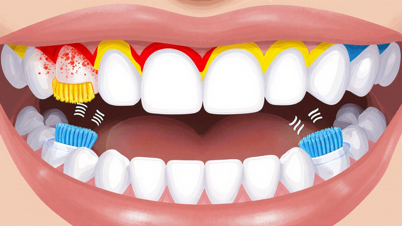 Květový náčrt úst s barevně označenými oblastmi pro různé typy hlavic.