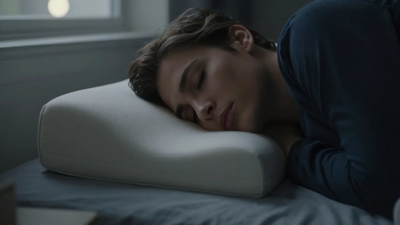 Člověk spící na boku pro zajištění volného dýchání