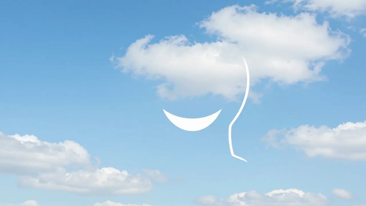 Symbolické zobrazení mentální jasnosti a pocitu lehkosti po odstranění zánětu v ústní dutině.