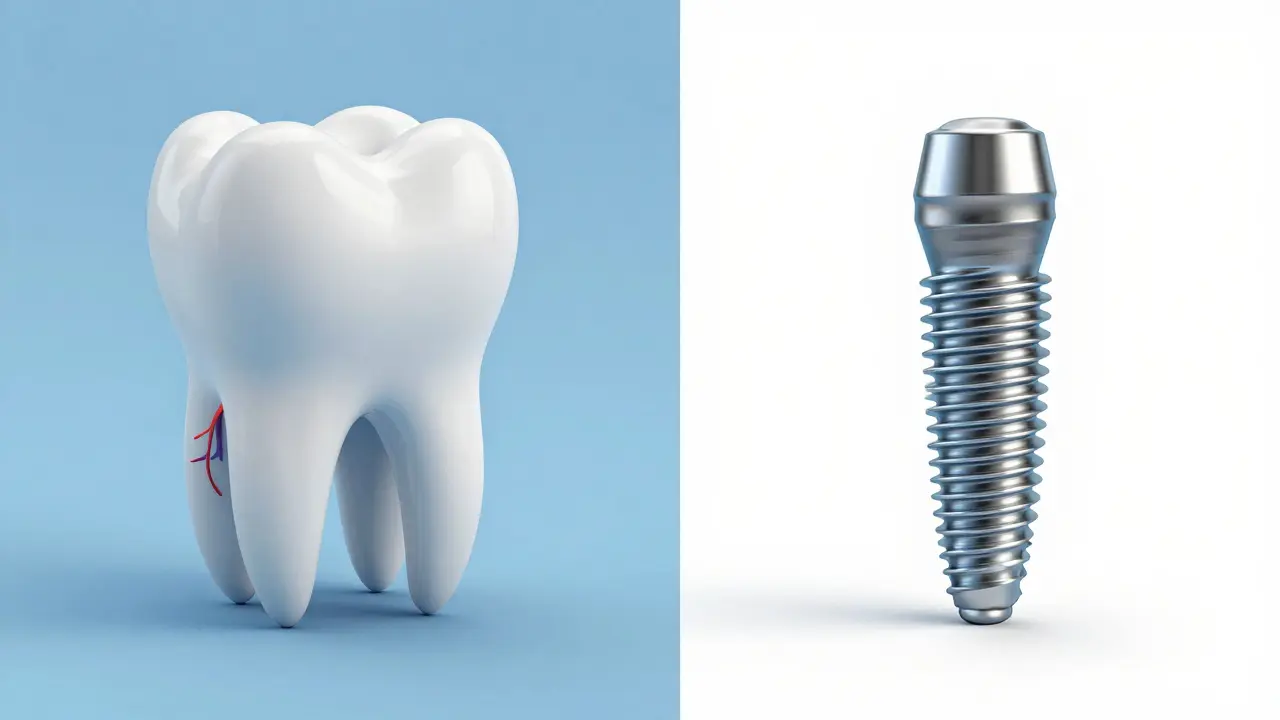 Rozdíl mezi biologickým zubem a implantátem bez nervů