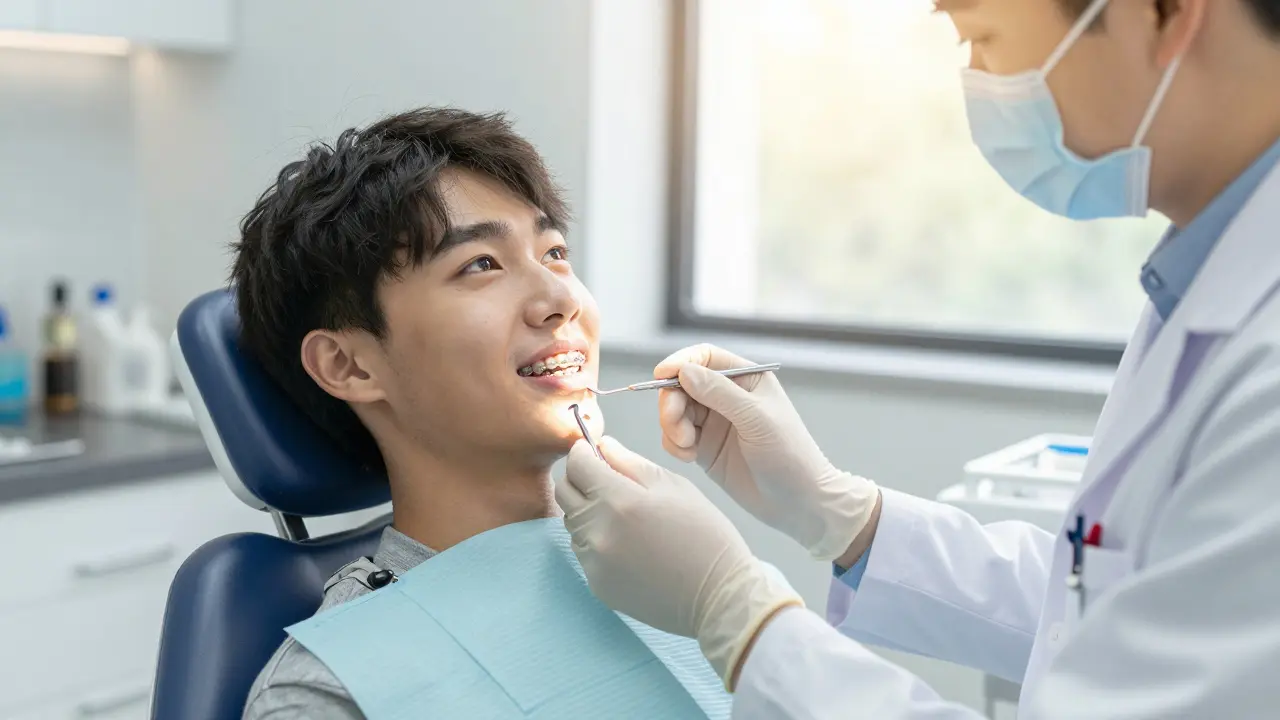 Konzultace o hygieně u pacienta s keramickými rovnátky