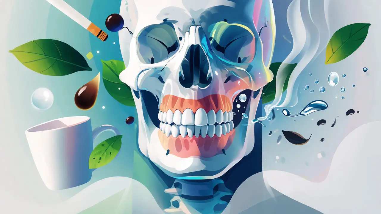 Konceptuální ilustrace péče o úsměv a prevence zabarvení