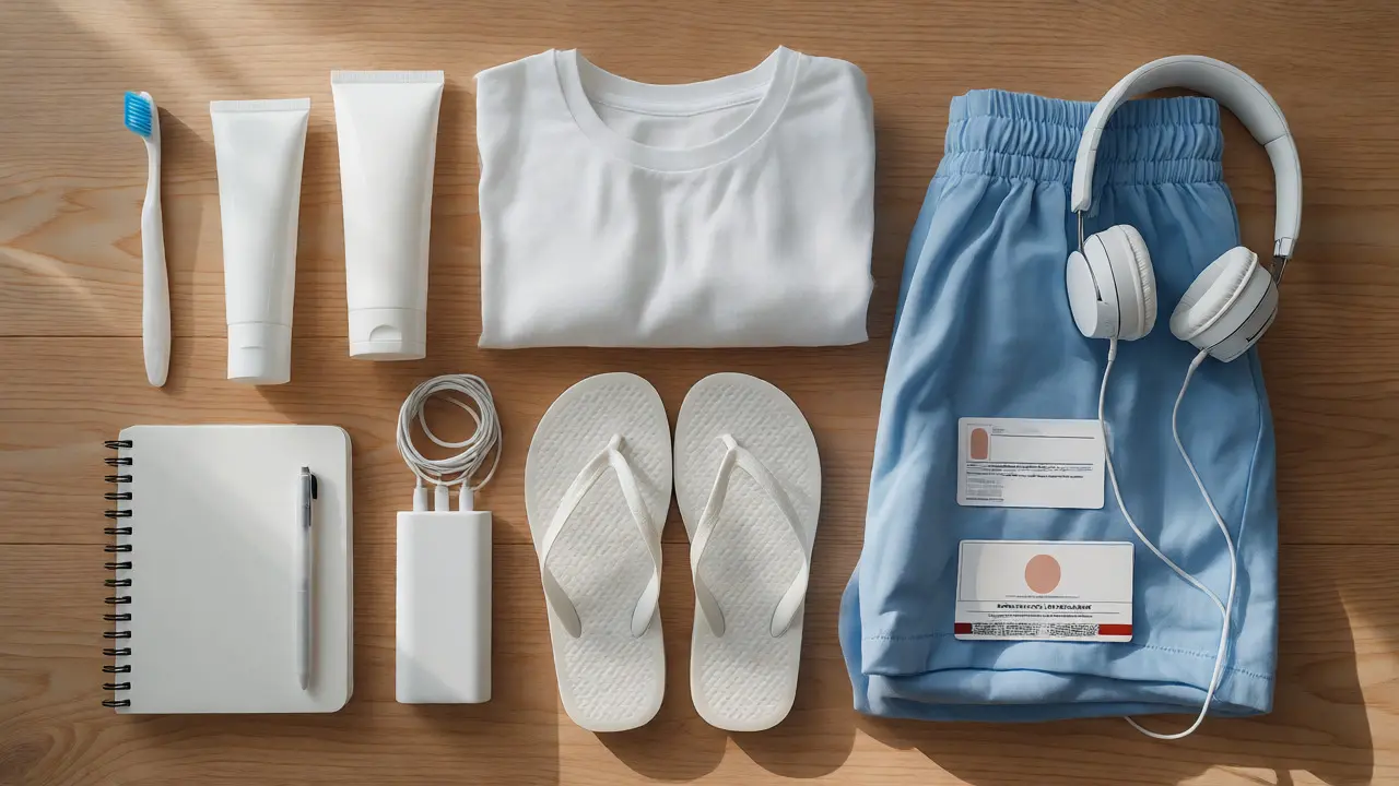 Neatly organized hospital essentials laid out on a table.